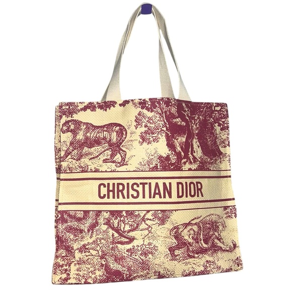 Dior Handbags - Christian Dior Dioriviera Red Straw Tote Bag Raffia Spacious Italy NEW